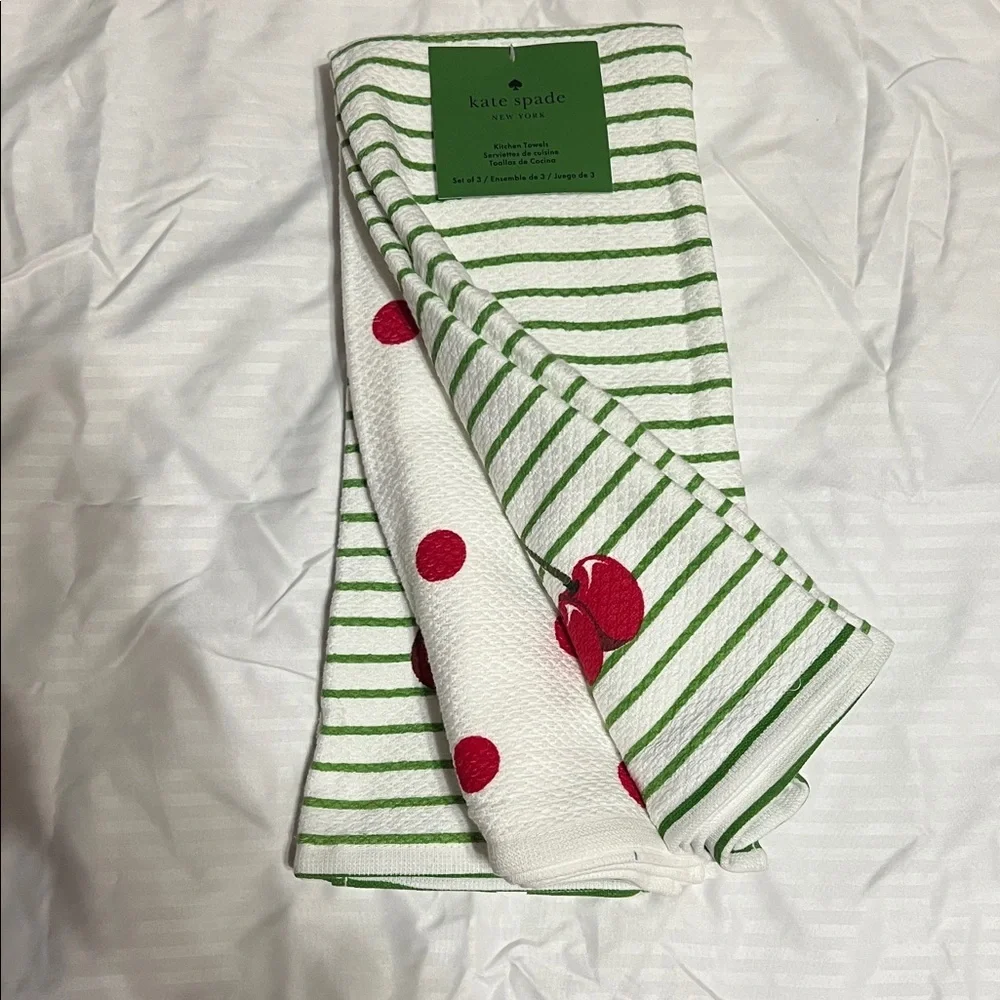 Kate Spade Cherry Kitchen Towels 3pk, NWT